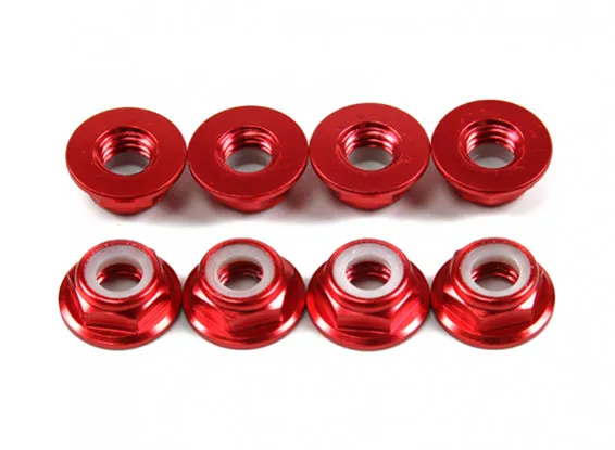 （画像用） M5 Low profile Flange Lock nuts 8pcs赤
